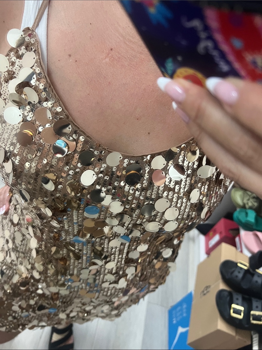 Gianni Bini Gold Sequin Slip Dress - Picture 4 of 5
